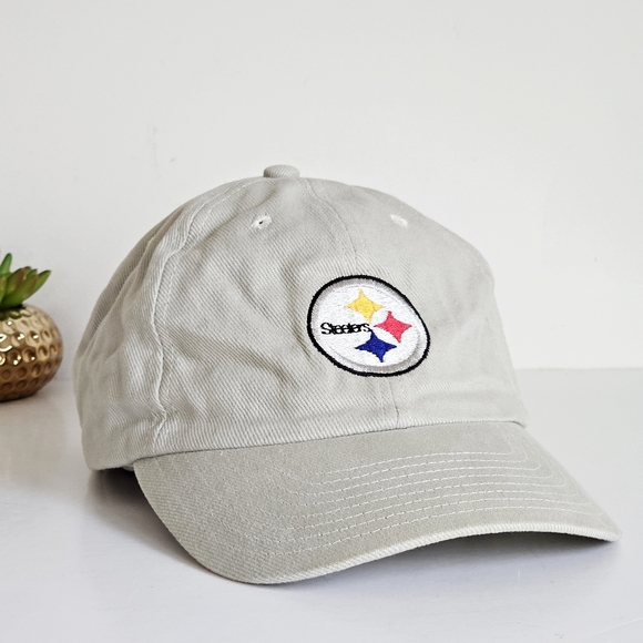 Vintage NFL Steelers Pittsburgh Hat Y2K Khaki Strapback Cotton Cap H12 - Picture 1 of 15